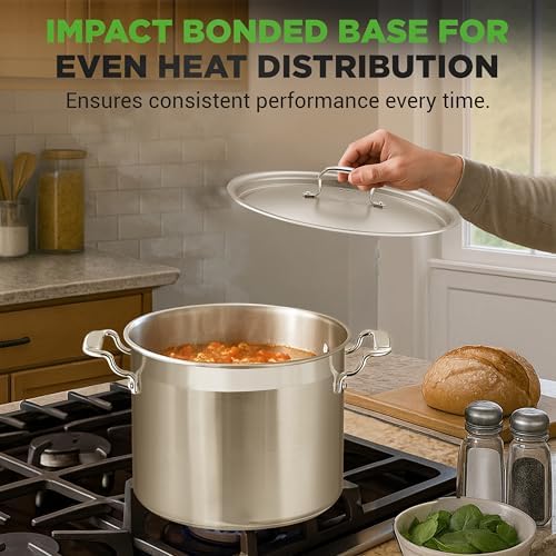 NutriChef Stainless Steel Cookware Stockpot - 14 Quart, Heavy Duty Induction Pot, Soup Pot with Stainless Steel Lid, Gas, Induction, Ceramic, Glass and Halogen Cooktops Compatible - NCSPT14Q