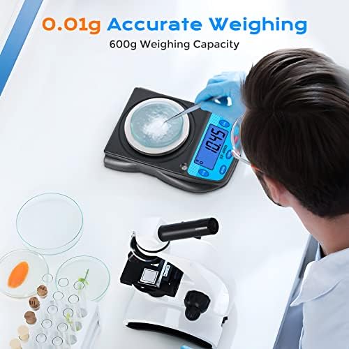 Bonvoisin Digital Lab Scale 600g x 0.01g Precision Electronic Scale LCD Display Analytical Balance Jewelry Scale Scientific Scale 0.01g Accuracy