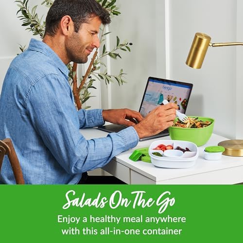 Bentgo Salad Container, Lunch Bowl with 4-Compartment Toppings Tray, 54 oz