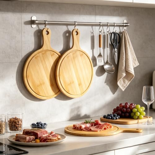 10pcs Round Wood Cutting Boards with Handle, Bulk Charcuterie Board
