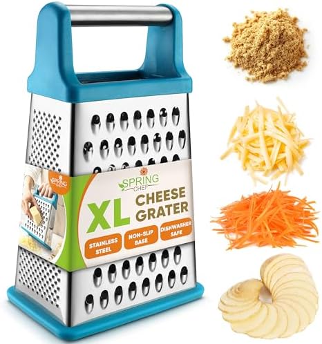 Spring Chef Stainless Steel XL Cheese Grater for Kitchen, Teal