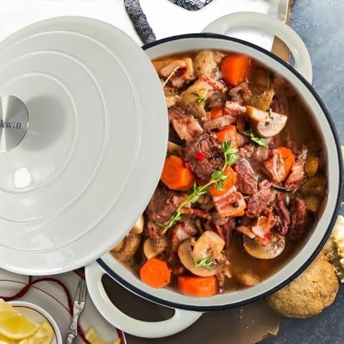 5 QT Enameled Cast Iron Dutch Oven with Lid for Stews and Roasts