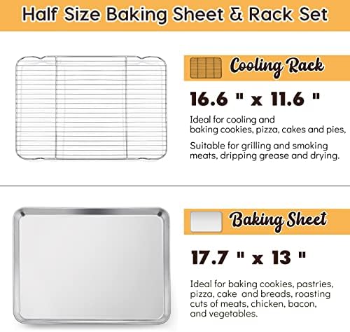 E-far Cookie Sheet with Rack Set, 18”x13” Baking Pan for Oven Roasting
