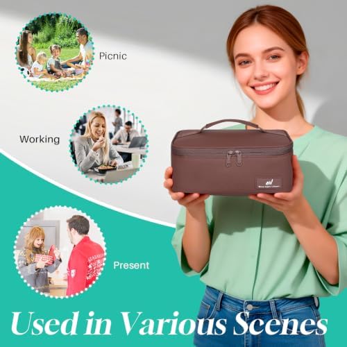 NOL Insulated Lunch Bag for Adults – Compact Cooler Lunch Box with Food-Grade Lining, Waterproof Lunch Bag for Work, Travel | Portable Thermal Meal Tote with Handle, Coffee