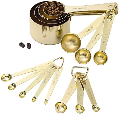 16 Pcs Stainless Steel Measuring Cups & Spoons Set, Gold