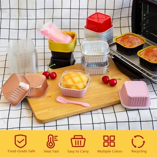 LNYZQUS 10oz Mini Cake Pans with Lids, Small Cinnamon Roll Containers