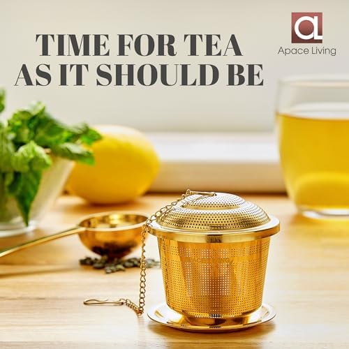 Tea Infuser Set of 2 with Tea Scoop & Drip Trays, Loose Leaf Tea Strainer