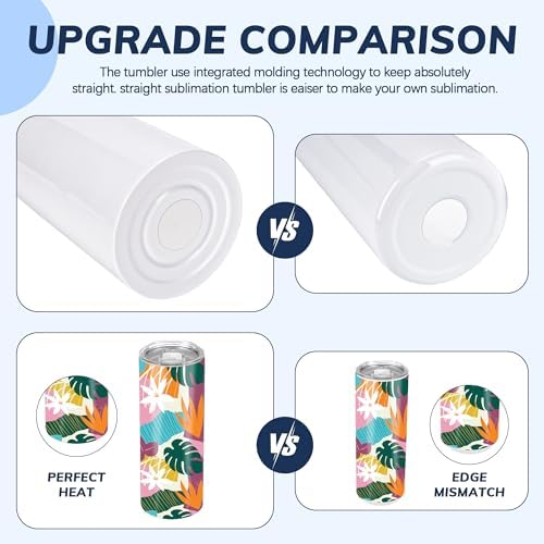 D·S Sublimation Tumblers 20oz 8Pack Skinny Straight Tumblers with Gift Box
