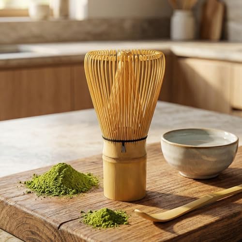 Matcha Whisk, Handcrafted Bamboo Whisk for Matcha Powder (Yellow)
