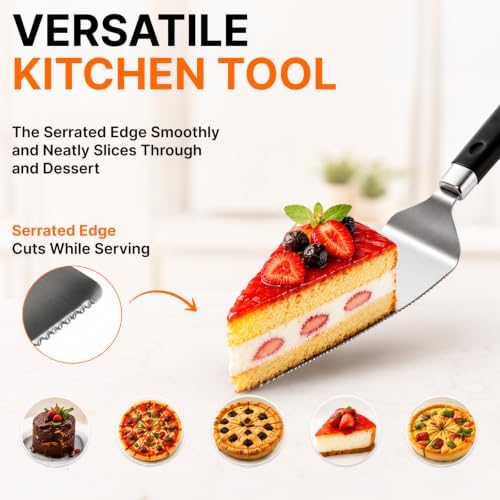 2-Piece Stainless Steel Pie & Cake Server Set | Small Spatulas for Cookies, Brownies, Cheesecake, Tarts, Pizza, Lasagna, Quiche and more