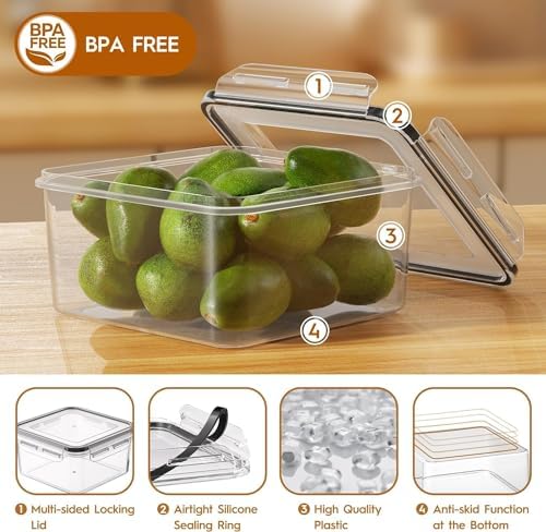 KEMETHY Large 48 Piece Food Storage Containers with Airtight Lids, BPA-free