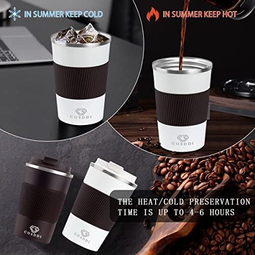CS COSDDI 12 oz Coffee mug - Stainless Steel Coffee Cup with Leakproof Lid
