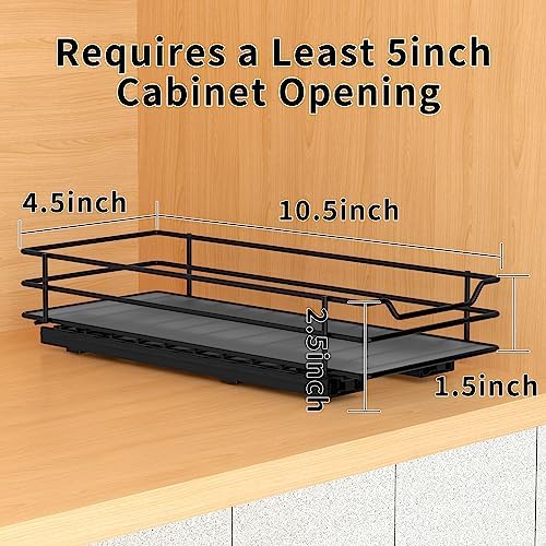 BOIVSHI Pull Out Spice Rack Organizer for Cabinet, Heavy Duty Slide Out Spice Rack Organizer for Kitchen Cabinets and Pantry, Fits Spices, Sauces, Canned Food (4.5''Wx10.5''Dx2.5''H)