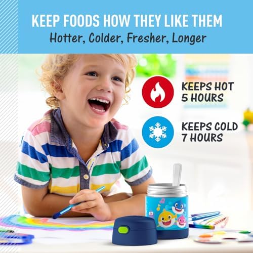 THERMOS FUNTAINER Kids Food Jar with Spoon, 10oz, Baby Shark