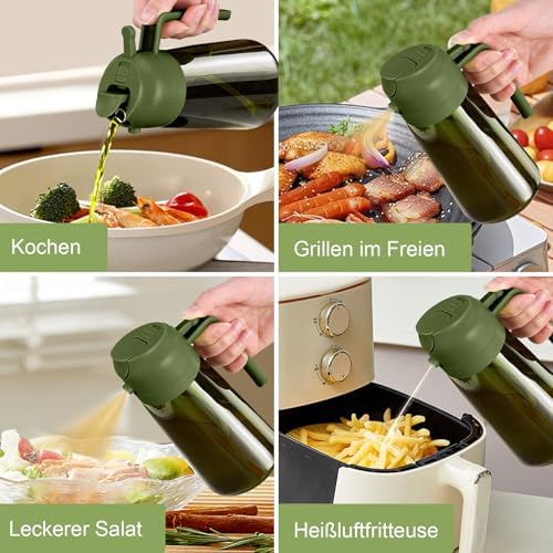 YARRAMATE 16 oz 2-in-1 Dark Glass Oil Sprayer & Dispenser, BlackOliveGreen
