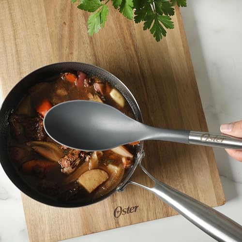 Oster Chadswyck 13.8” Cooking Spoon, Heat Resistant Silicone Head, Safe for Nonstick Cookware, Dishwasher Safe