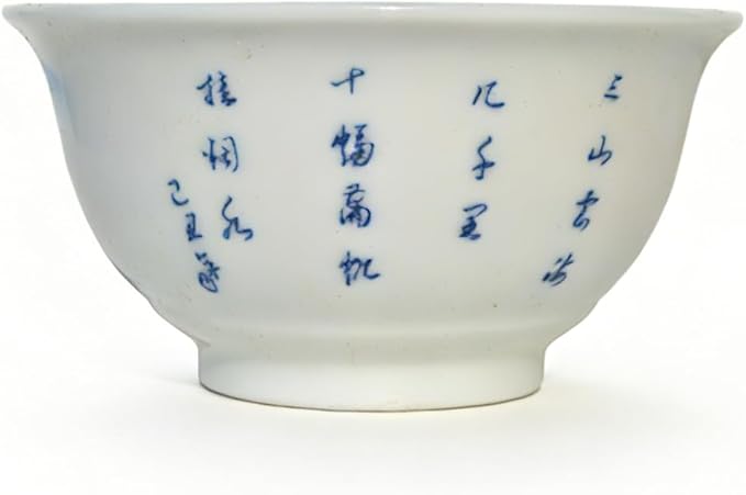 Liang baobao Chinese Traditional Tea Tasting Cup Set of 4, 2oz Bule and White Porcelain Mini Cups for Gongfu Tea Ceremony (landscape)