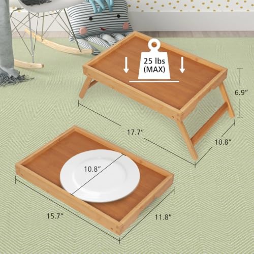 Artmeer FSC 100% Bamboo Bed Tray with Folding Legs, Medium, Natural (Pack of 10)
