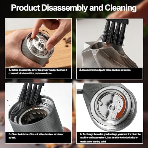 Manual Coffee Grinder, Adjustable Grinding Settings, Stainless Steel Burrs, Portable Hand-Cranked Coffee Grinder, For Espresso, Drip Filter, French Press Filter, Compact And Durable(White)