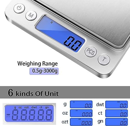 Fuzion Small Gram Scale 3000g, Digital Kitchen Food Scale, Gram and Ounce