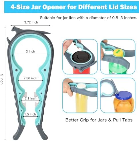 Jar Opener for Weak Hands, Seniors, Arthritis (Blue&Grey)