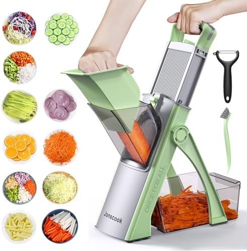 All-in-1 Safe Mandoline Slicer for Kitchen, Food Chopper with Container