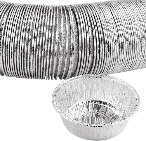 100 Pack 4" Round Tart Pie Foil Pans - Disposable Aluminum Foil Tart & Pie Tins for Baking, Cooking, Storage or Reheating