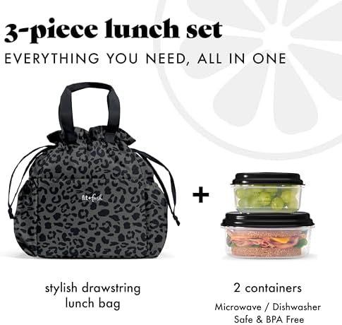 Fit & Fresh Cromwell Cinch Insulated Lunch Bag for Women w/Containers
