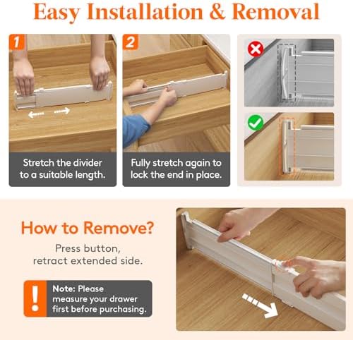 Lifewit 5 Pack 4" High Drawer Dividers, Adjustable Drawer Organizer Clothes