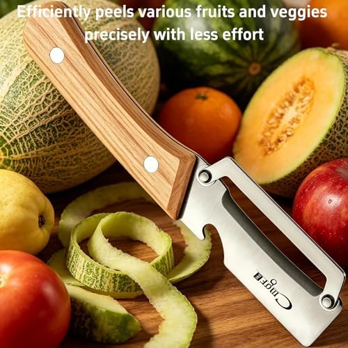 Maxjoy Vegetable Peeler, Stainless Steel Wooden Handle for Potato, Fruit