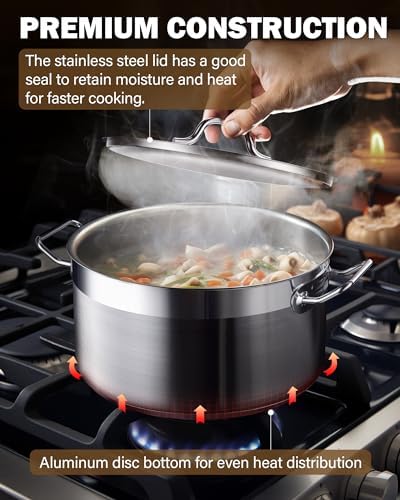 Cooks Standard Professional 9 Quart Stock Pot, Stainless Steel Dutch Oven