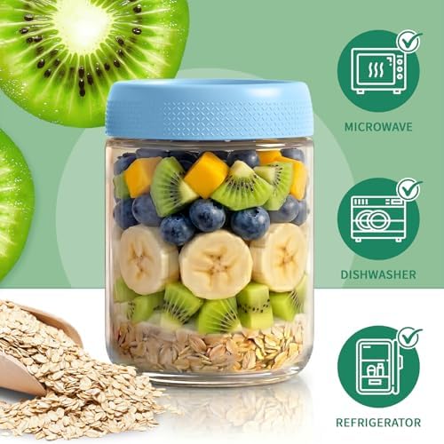 Overnight Oats Containers with Lids, Jars for Overnight Oats, Mason jar