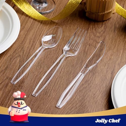 JOLLY CHEF Plastic Silverware 360 Count-180 Forks, 120 Spoons, 60 Knives