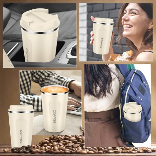 CS COSDDI 12 oz Coffee mug - Stainless Steel Coffee Cup with Leakproof Lid