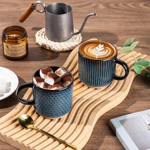 GBhome 6 OZ Stackable Coffee Mugs Set of 4, Ceramic Coffee Cups Set