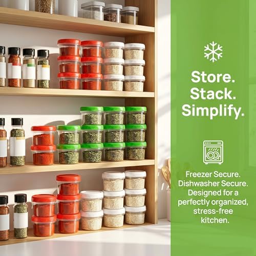 EONJOE 4oz Airtight Plastic Food Storage Containers with Lids, 6pcs