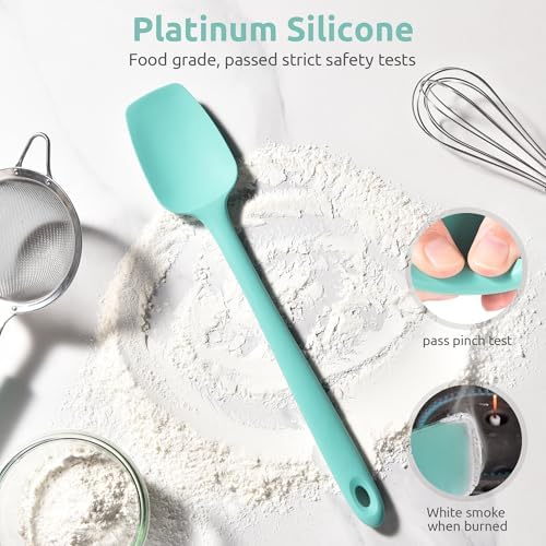 U-Taste 14" Long Silicone Spoonula, 600°F High Temp Spoon Spatula, Aqua Sky