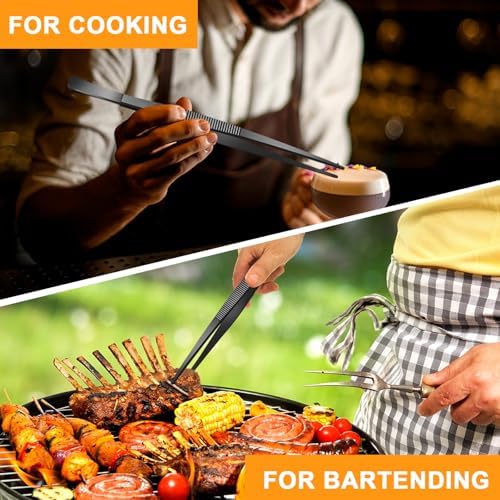 Yaomiao 4 Packs 12 Inch Cooking Tweezers Bar Kitchen Tongs, Black