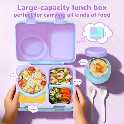Kids Bento Box with Food Jar, Water Bottle, Lunch Bag, Gradient