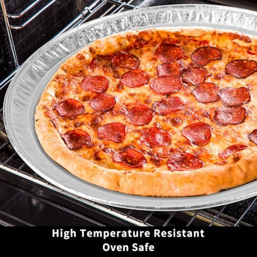 15 Pack Disposable Pizza Pans 16IN, Large Aluminium Foil Serving Platters/Trays for Parties, Silver Embossed Foil Serving Dishes/Plates for Vegetable, Fruit, Slices of Cake, Cookies