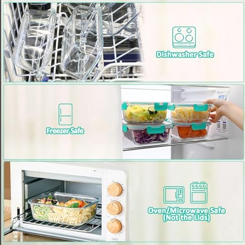 M MCIRCO 80 oz & 36 oz Extra Large Glass Food Storage Containers with Lids