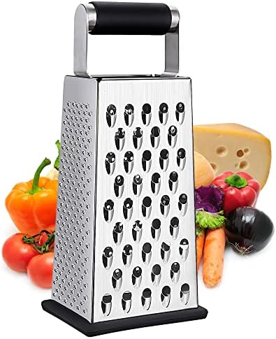 Kaishun Cheese Grater, 4-Sided Box Grater for Cheese, Vegetable & Fruit