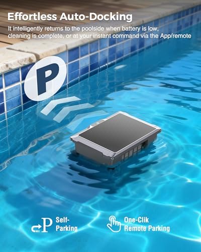 Solar Pool Skimmer Robot with App & Remote, 24/7 Automatic Surface Cleaner