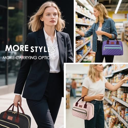 Genteen Lunch Box for Women Men,Insulated Adult LunchBox for Women,Reusable Cute Lunch Bags for Work,High Capacity Cooler Bag Tote for Work Teens Girls Office Travel Picnic School-Black