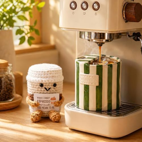 Coffee Lover Gift Set for Women Men, Ceramic Mug Crochet Coffee Cup