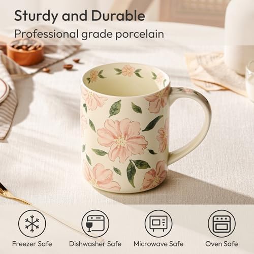 18 oz Large Ceramic Coffee Mug, Porcelain Tea Cup with Big Handle