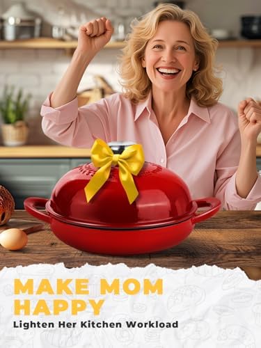 Dutch Oven Bread Baking Pot with Lid 6QT Enameled Cast Iron Oven, Gradient Red Design & Complete Sourdough Kit (Banneton Basket, Dough Tools, Silicone Sling) for Artisan Bread Making
