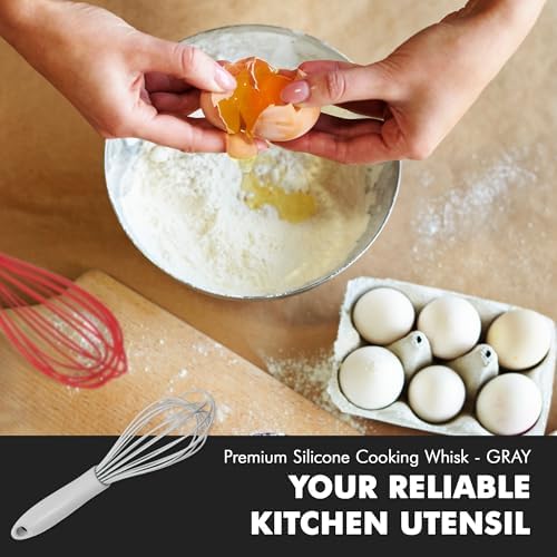 Chef Craft Premium Silicone Wire Cooking Whisk, 10.5 inch, Gray
