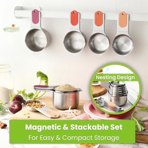 Spring Chef 15 Magnetic Measuring Cups & Spoons w/Levelers, Desert Sunset