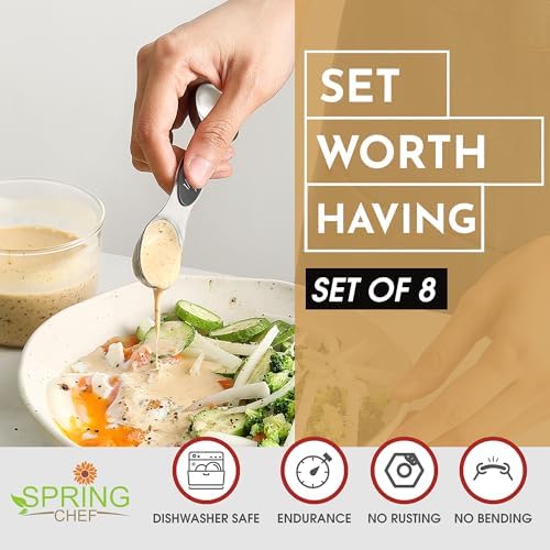 Spring Chef Stainless Steel Magnetic Measuring Spoons Set of 8, Gray